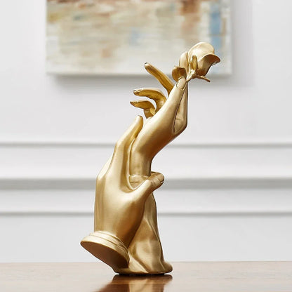 Abstract Golden Sculpture Creative Hand Statue Light Luxury Home Living Room Desktop Decoration Office Table Accessories Gifts