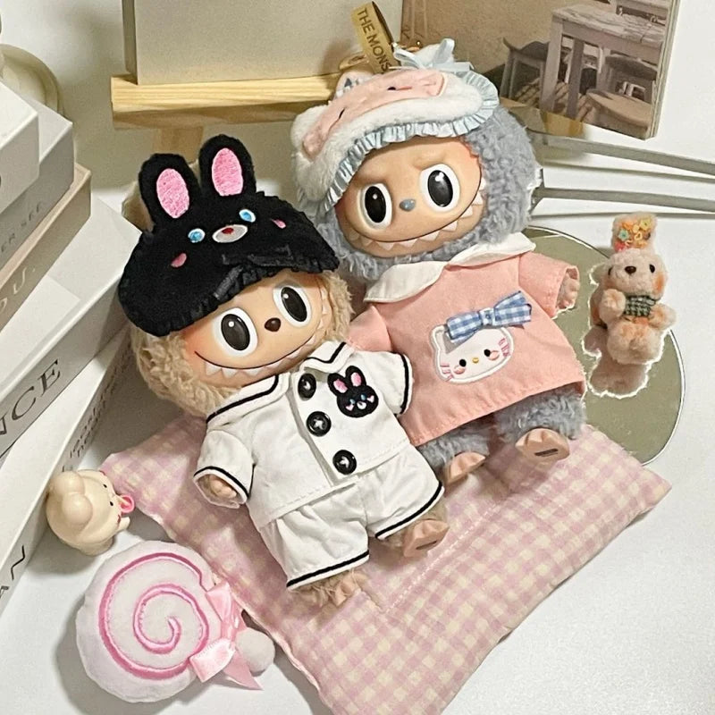 New 17cm Lafufu V1 V2 Clothes For Parties Cute Eye Masks Macaron Lafufu Doll Pajamas Clothes Cute Xmas Birthday Gifts