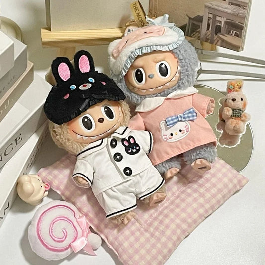 New 17cm Lafufu V1 V2 Clothes For Parties Cute Eye Masks Macaron Lafufu Doll Pajamas Clothes Cute Xmas Birthday Gifts