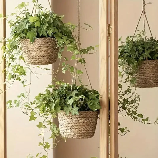 Garden Hanging Planter Macrame Plant Storage Basket Jute Rope Handicraft Woven Indoor Outdoor Flower Pot Holder Plant Home Decor