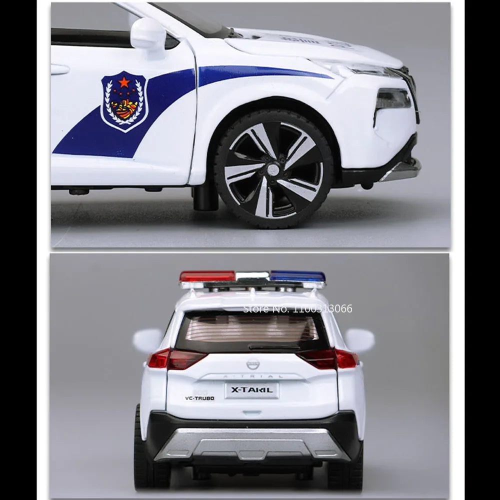 1:32 Scale Nissan X-TRAIL Models Toys Police Cars Alloy 6 Doors Opened Miniature Vehicles Pull Back Car Toy Children's Day Gifts