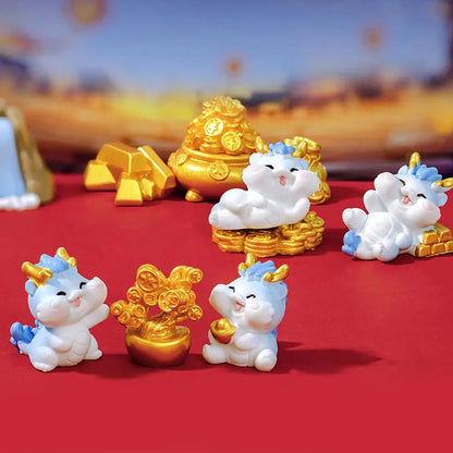 2024 Chinese New Year Gifts Figurines Miniature Cartoon Dragon Kawaii Ornaments For Car Dashboard Office Table Desk