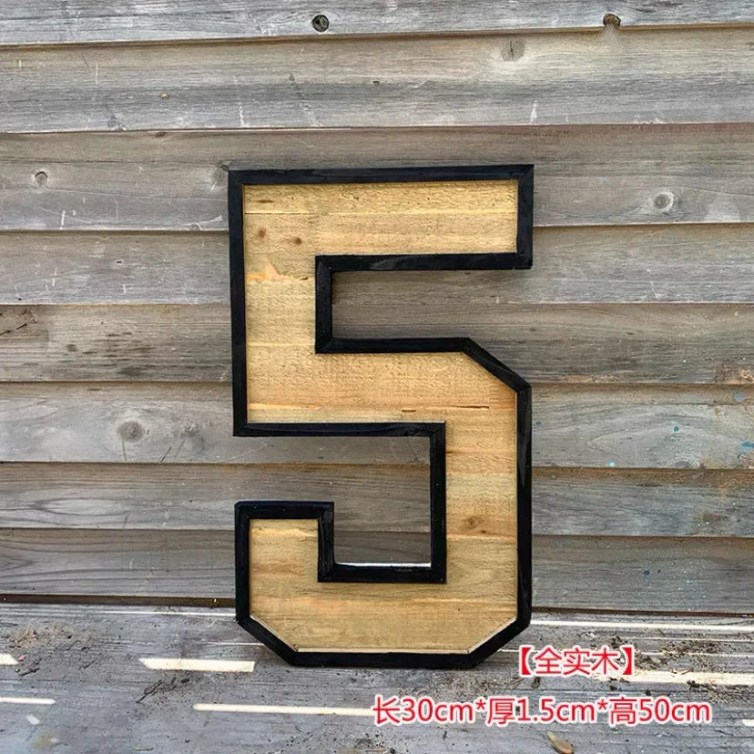 Uppercase English Letter Combination Distressed Solid Wood Bar Ornaments Cafe Shop Logo Decor Desktop Crafts Art Decoration