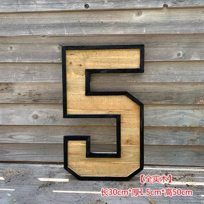 Uppercase English Letter Combination Distressed Solid Wood Bar Ornaments Cafe Shop Logo Decor Desktop Crafts Art Decoration