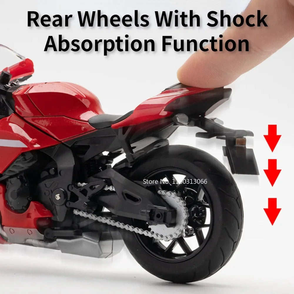 1:12 Scale R1 R1M Motorcycle Alloy Cars Toys Diecasts Models Rubber Tires Motorcycles Toy Light Sound Vehicles Children Gifts