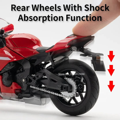 1:12 Scale R1 R1M Motorcycle Alloy Cars Toys Diecasts Models Rubber Tires Motorcycles Toy Light Sound Vehicles Children Gifts