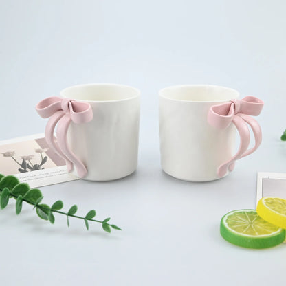 1pc Bow Shaped Mug, Pink Three-Dimensional Bow Shaped Coffee Cup, High Aesthetic Value, Design Sense