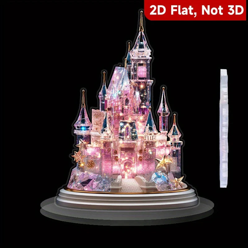 1PC Dreamy 2D Castle Desktop Decoration, Fairy Tale Style Castle Shape Home Decoration, Study, Living Room, Bedroom Decoration
