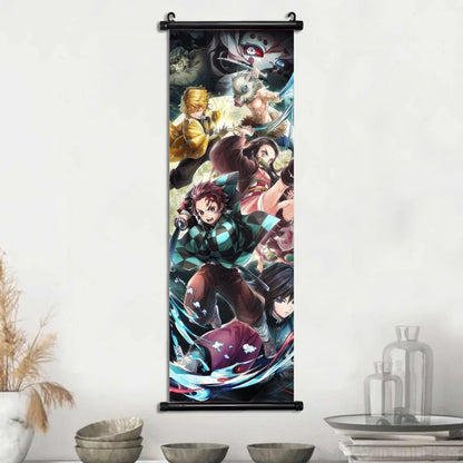 D-Demon Slayer Kamado Tanjirou Scroll Canvas Wall Hanging Painting Home Decor Anime Poster Wall Room Decoration Decro Wallpaper