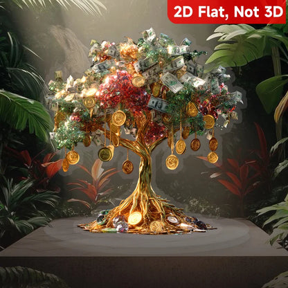 1PC Gold Coin and Paper Currency Combination Life Tree Pattern Desktop Decoration, Home Decoration, Ideal Gift for Friends