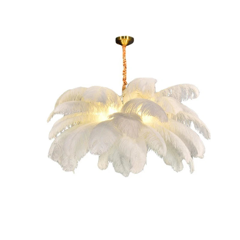Nordic Ostrich Feather Led  Living Room Home Decor Chandelier Lamp Bedroom Indoor Lighting Hanging Light Fixture Pendant Lights