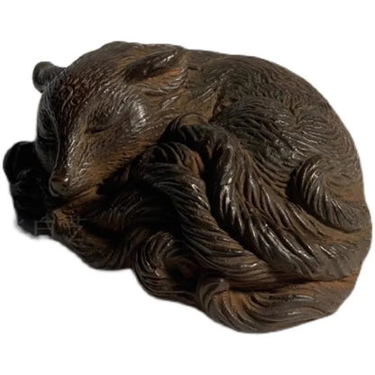 Chinese Retro Nine-tailed Fox Decorative Ornaments Tea Pet Statue Table Decoration and Accessories Art Figurine Decor Sculpture