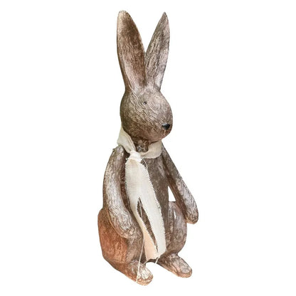 Imitation Wood Rabbit Figurine Ornaments Model Luxury Room Yard & Garden Decors Resin Crafts Bunny Resin Living Room Decoration