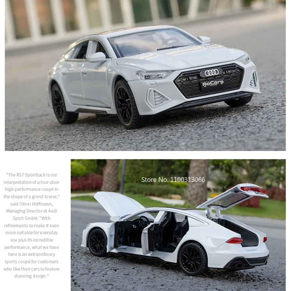 1:32 RS7 Alloy Toys Models Diecast Cars with Light Music Rubber Tires Car 6 Doors Opened Miniature Vehicle Child Adult Gifts
