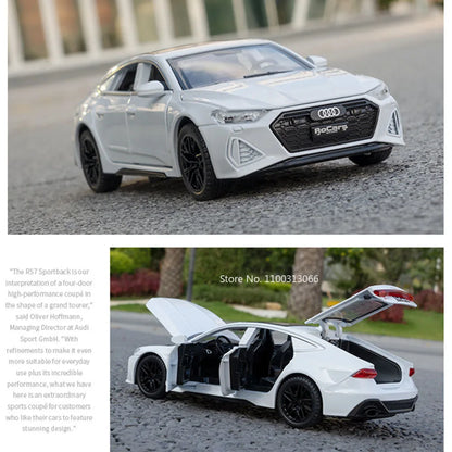 1:32 RS7 Alloy Toys Models Diecast Cars with Light Music Rubber Tires Car 6 Doors Opened Miniature Vehicle Child Adult Gifts