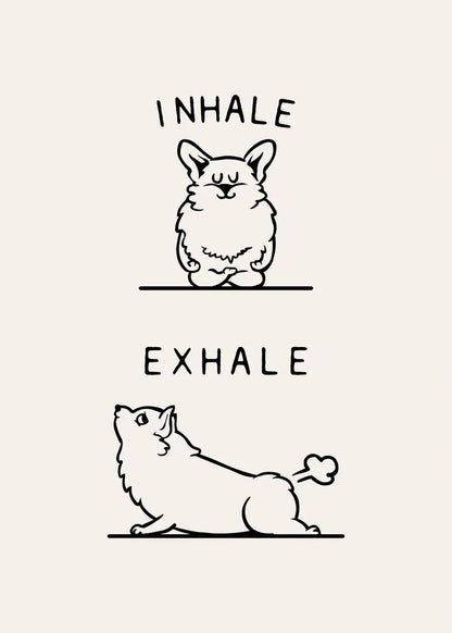 Inhale Exhale Poster Llama Sloth Husky Bulldog Dachshund Canvas Printing For Home Living Room Wall Decoration Frameless Painting