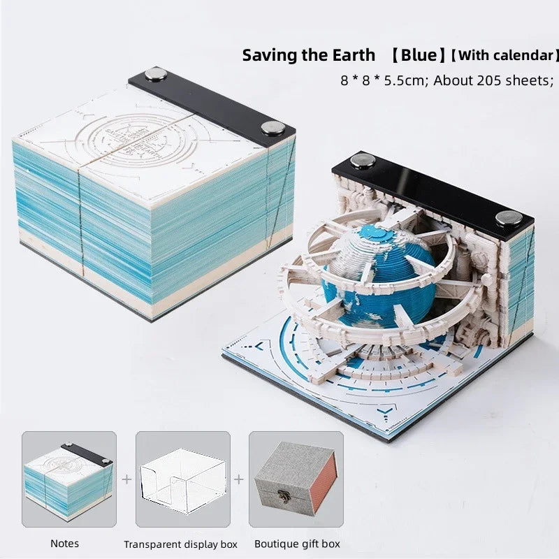 3D Calendar 2024 Save The Earth Calendar Memo Creative Paper Carving Earth Decoration 3D Paper Calendar