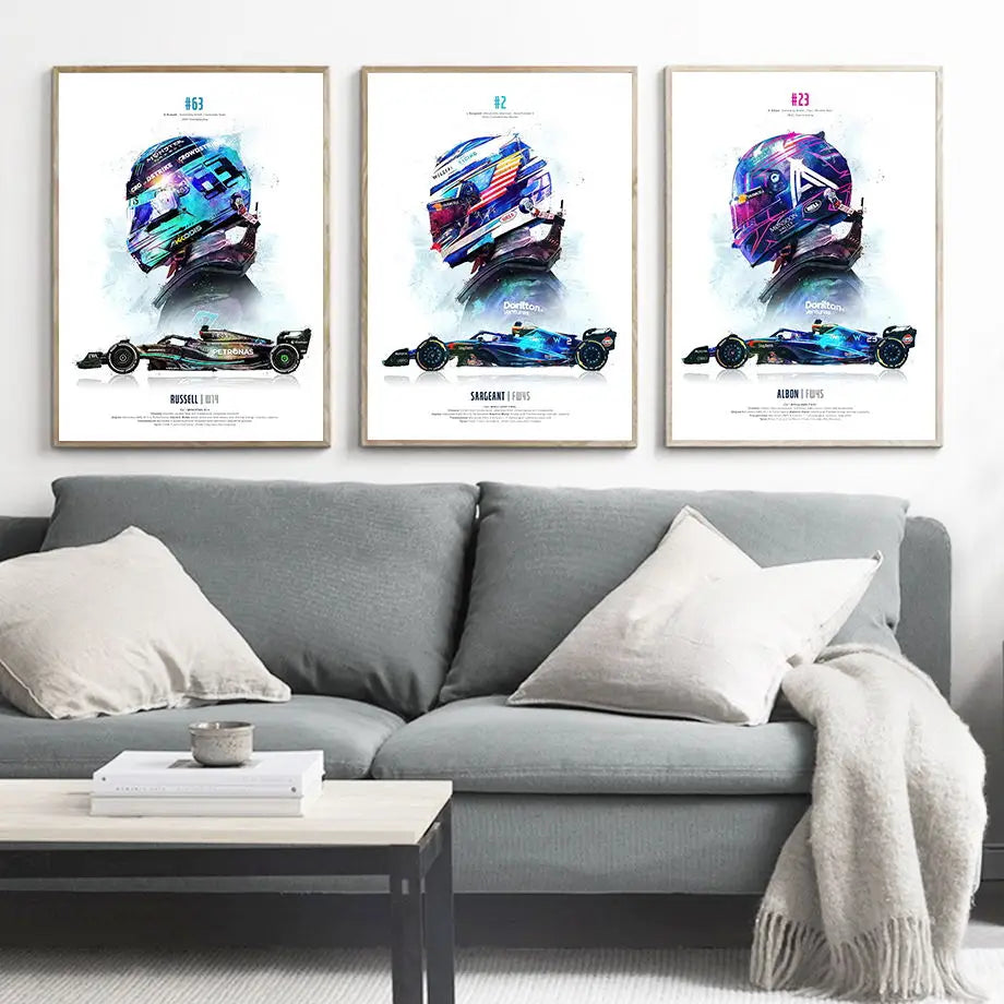 2023 Season FI Formula 1 Racing Helmet Movement Pop Watercolor Wall Art Canvas Painting Nordic Poster Living Room Decor