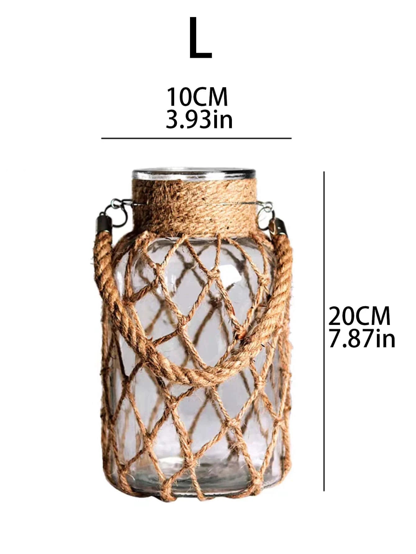 Rustic Hanging Glass Vase Rope Net Dry Flower Glass Vase with Art Hemp Rope  Home Transparent Living Room Decor Table Decoration