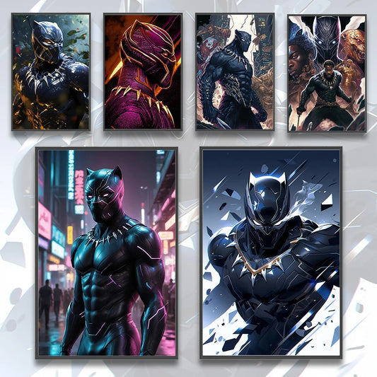 Marvel Black Panther Self-adhesive Poster Wallpaper Figures Photos Home Decoration Painting Wall Bedroom Superhero Decor Gift