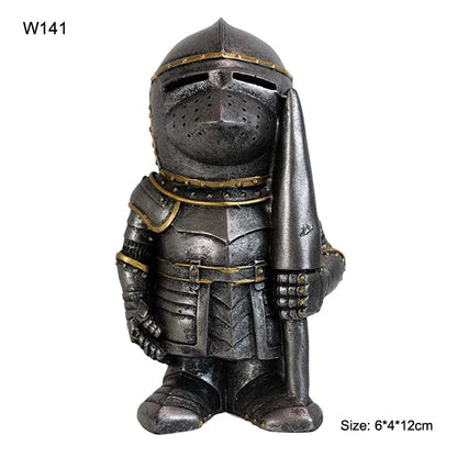 1pc Outdoor Garden Resin Statue Medieval Garden Knight Gnomes Guard Statues Sculpture for Yard Lawn Art Decor Ornaments