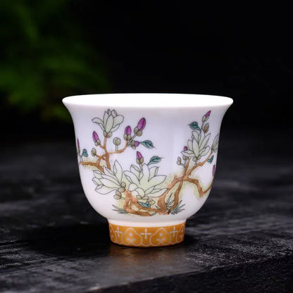 Kung Fu Tea Cup Twelve Flower Gods Set Enamel Pastel Ceramics 12 Pieces Gift Box Host’s Ceramics & Pottery Chinese Teaware Bar