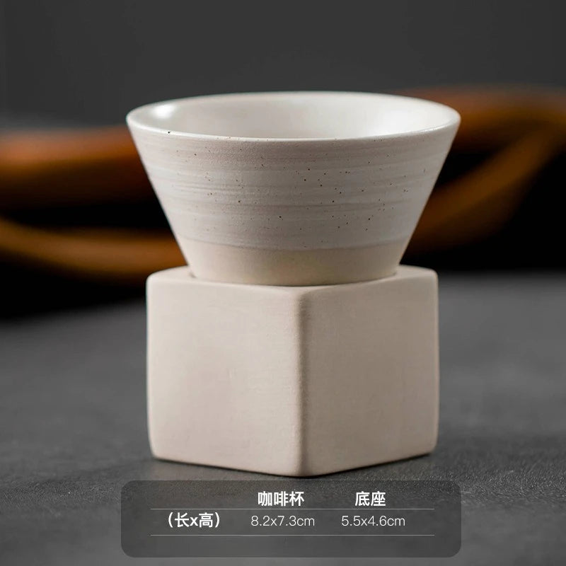 1pc Retro Japanese Triangular Cone Shape Pottery Tea Coffee Cup Pull Ceramic Mug Rough Latte Porcelain Cup For Home Office