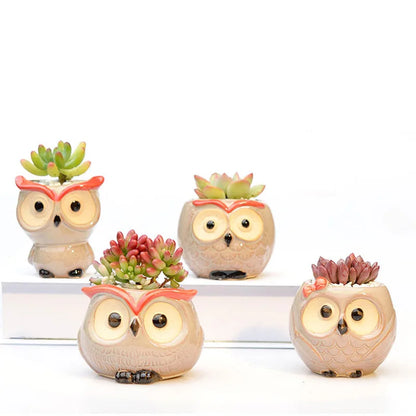 Cute Owl Ceramic Flower Pot Garden Office Decoration Succulent Mini Owl Flowerpot Cute Animal Flowerpot Cactus Plants Planters