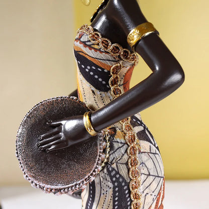 African Character Resin Crafts, Black Female Art Sculptures, Wine Cabinets, Home Furnishings, Music Bar Decorations
