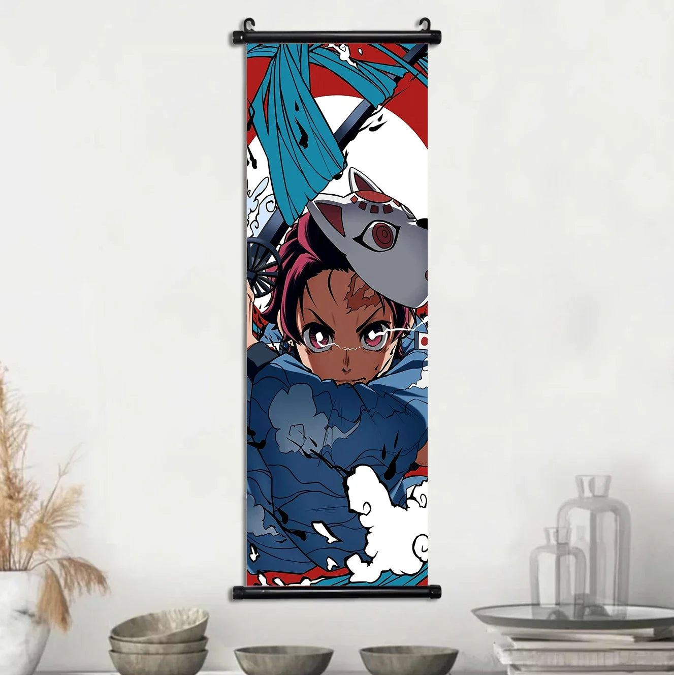D-Demon Slayer Kamado Tanjirou Scroll Canvas Wall Hanging Painting Home Decor Anime Poster Wall Room Decoration Decro Wallpaper