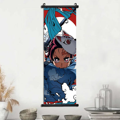 D-Demon Slayer Kamado Tanjirou Scroll Canvas Wall Hanging Painting Home Decor Anime Poster Wall Room Decoration Decro Wallpaper