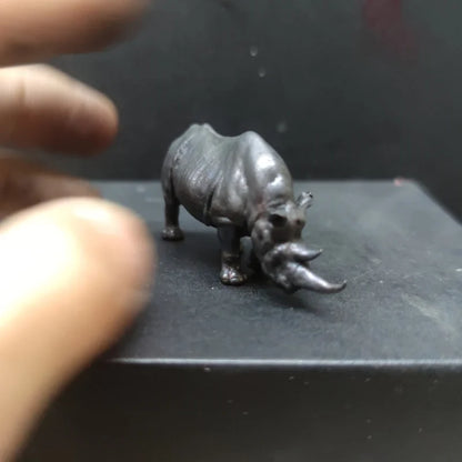 Miniature Rhinoceros Pure Coppe Figurine Animal Model Art Decoration Accessories Tabletop Interior Craft Objects Home Ornament