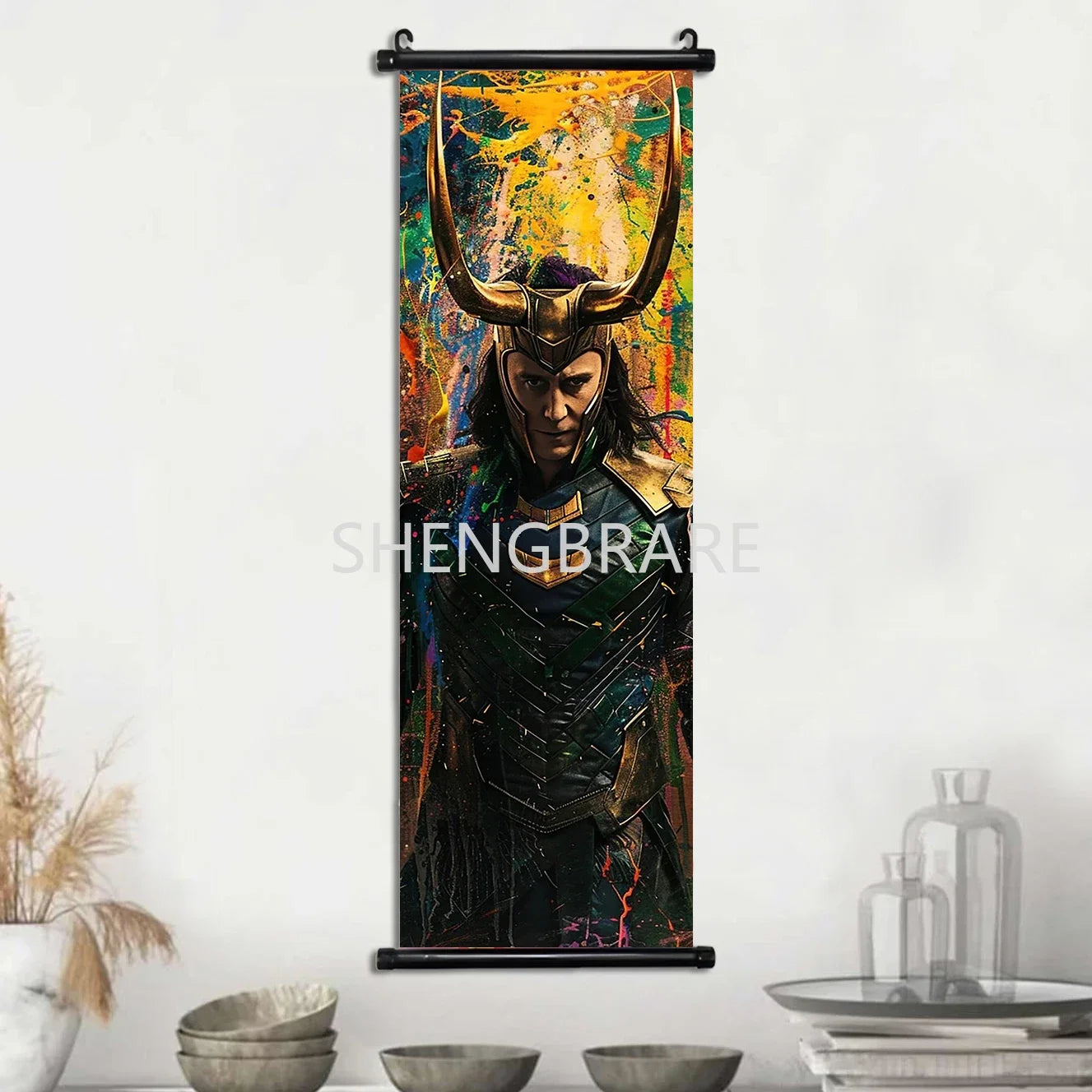 Marvel The Avengers Movie Loki Hanging Scroll Poster Artwork Home Decoration Decor Avengers Wallpaper Canvas Painting Print Gift