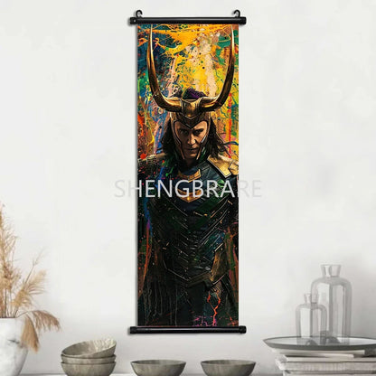 Marvel The Avengers Movie Loki Hanging Scroll Poster Artwork Home Decoration Decor Avengers Wallpaper Canvas Painting Print Gift