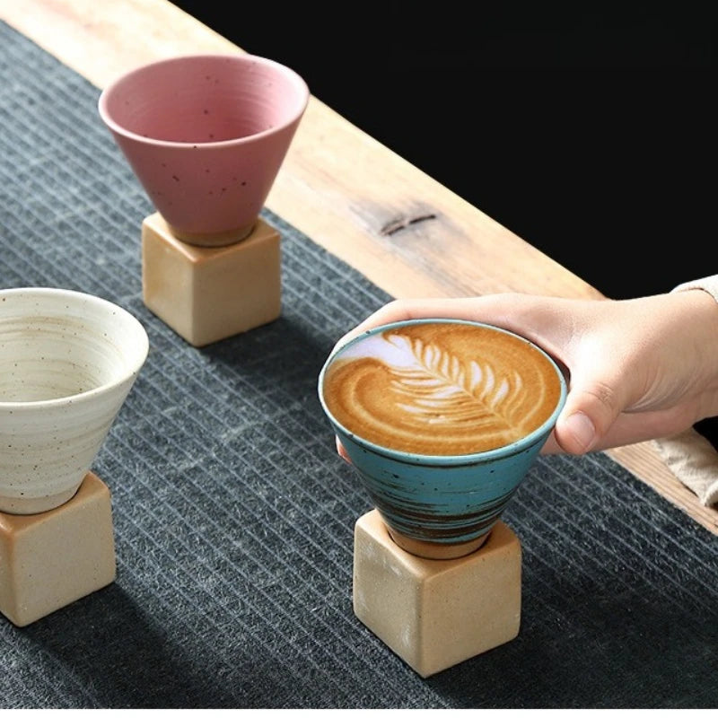 Creative coffee cup Japanese coarse pottery teacup cross-border explosion ceramic mug retro water cup conical cup