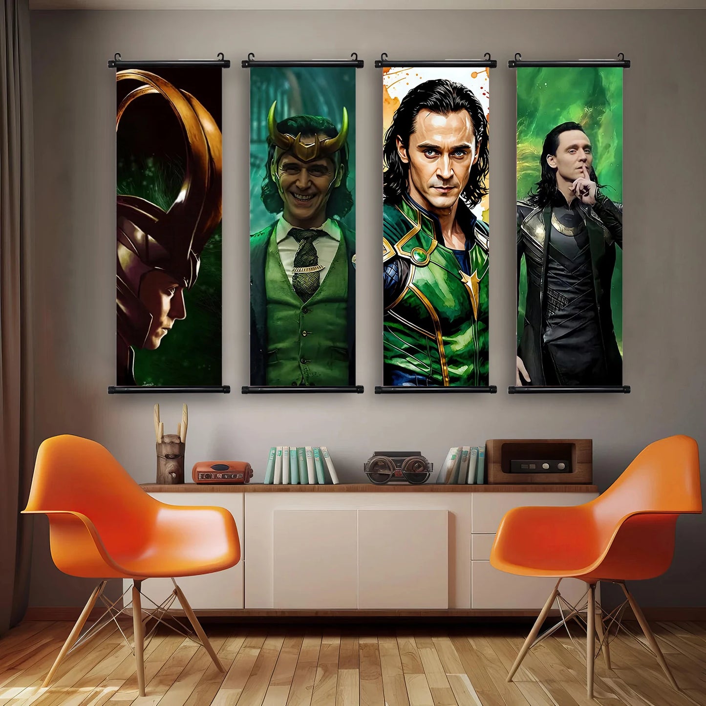 Marvel The Avengers Movie Loki Hanging Scroll Poster Artwork Home Decoration Decor Avengers Wallpaper Canvas Painting Print Gift