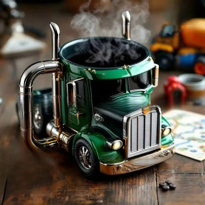 New Creative Truck Design Coffee Mug  1pcs Desktop Home Kitchen Semi Truck Coffee Cup 11 Ounces Semi-Trailer Water Cup Ornament