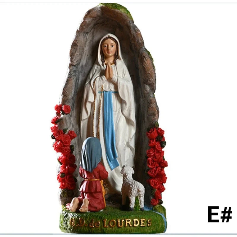 1pc Blessed Saint Virgin Mary Sculpture Jesus Christ Tabletop Statue Figurine Our Lady of Lourds Statue Figures