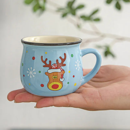 Keramik Weihnachten Mousse Tasse Cartoon Santa Kaffeetasse Für Office Home Backen Shop Dessert Frühstück Milch Becher Für Kinder Weihnachten geschenk