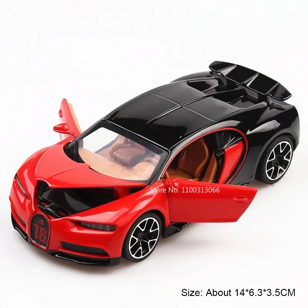 1:32 Challenger SRT Hellcat Chiron Sports Cars Toy Models Wheels Turned Vehicle 4 Doors Opened Miniature Car Kids Festival Gifts