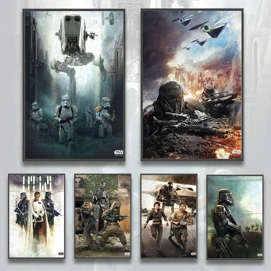 Star Wars Stormtrooper Self-adhesive Poster Movie Wallpaper Figures Home Decoration Painting Wall Art Computer Room Decor Gift