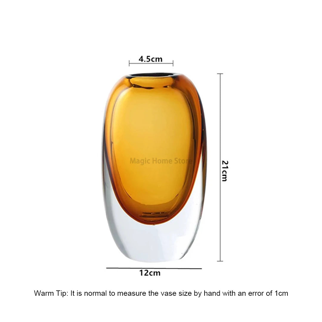 Transparent Glass Vase Crystal Flower Hydroponic Vase Modern Indoor Room Decor Decorative Vases for Living Room Table Decoration
