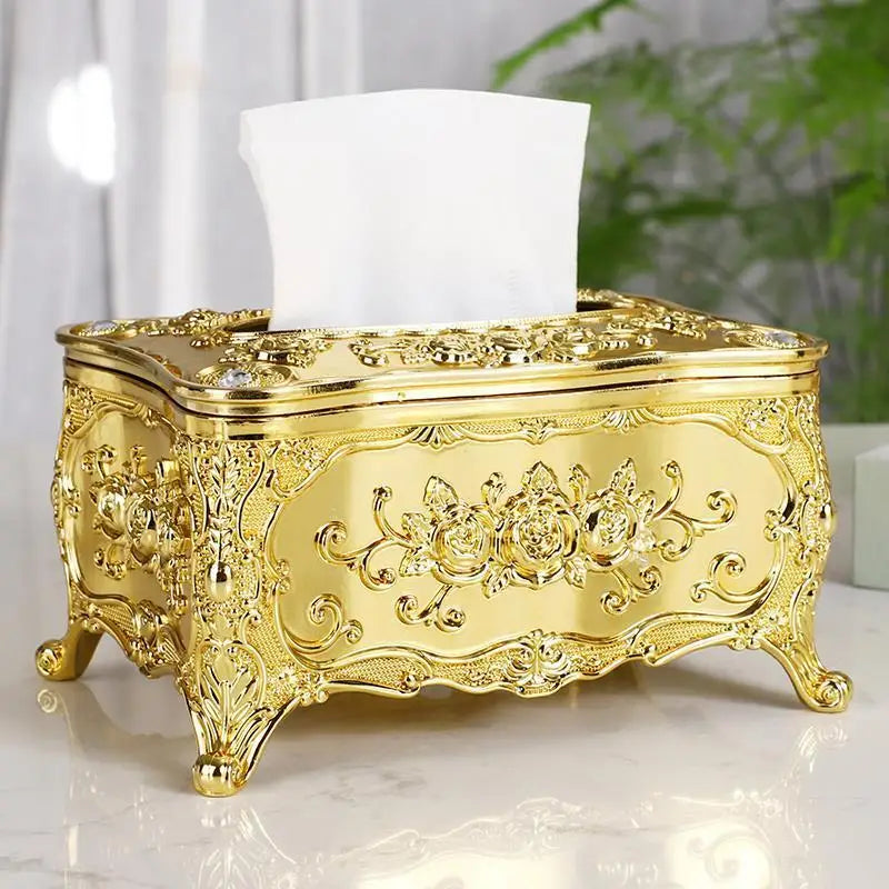 Luxury Golden Tissue Boxes Storage Napkin Holder Paper Case