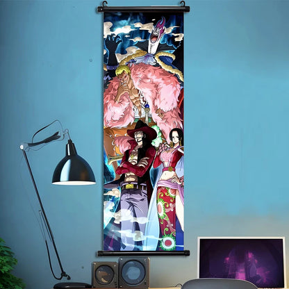 Luffy Hanging Scroll Poster ONE PIECE Anime Cartoon Wall Artwork Canvas Decor Home Decoration Zoro Wallpaper Doflamingo Art Gift