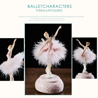New Ballerina Music Box Dancing Girl Swan Lake Carousel with Feather for Birthday Gift Miniatures Decoration Crafts Figurines