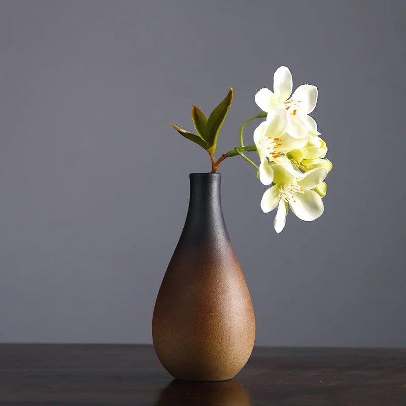 Vase Zen rétro chinois pour la décoration de table, insert de fleur en céramique, petit vase, dispositif de fleur hydroponique, décoration de table