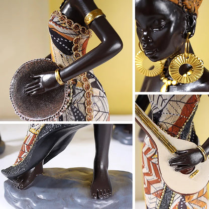 Artisanat en résine de caractère africain, Sculptures d'art féminines noires, armoires à vin, ameublement de maison, décorations de bar musical