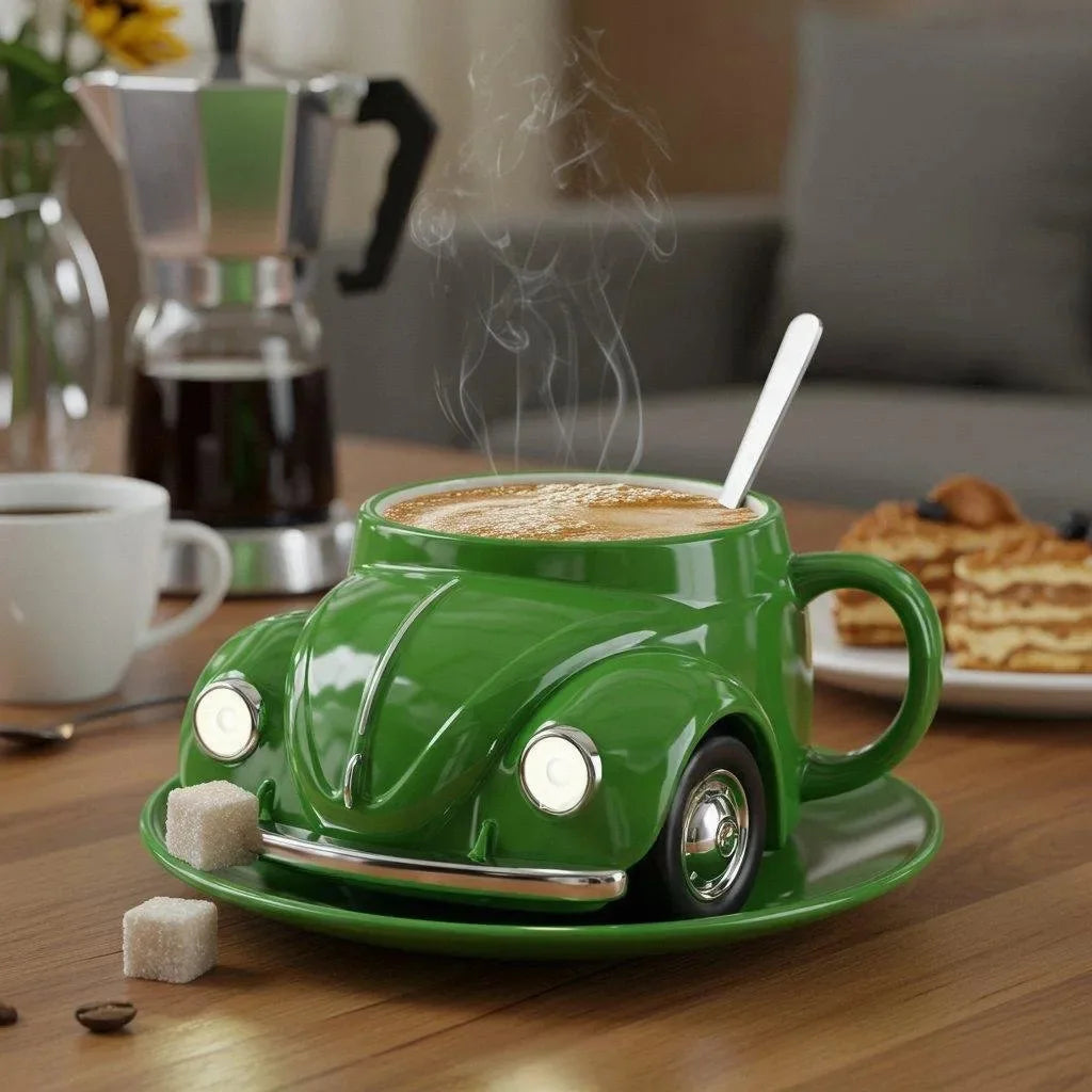 New Unique Mustang & Beetle Car-Shaped Coffee Mug - Stylish Vintage Cup Creative Automotive Design Drinkware Trendy Mug