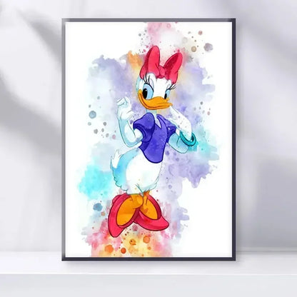 Disney Cartoon Poster Watercolor Canvas Painting Mickey Mouse Donald Duck Art Picture Wall Prints Mural Kids Room Decor Gifts
