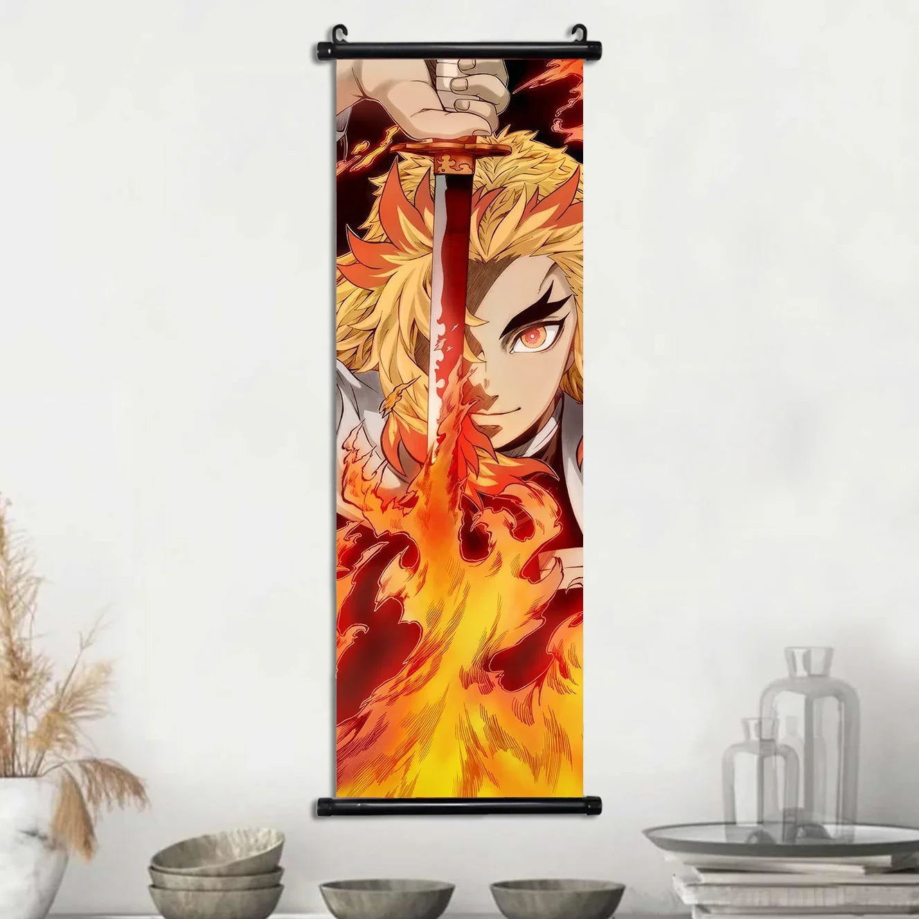 Demon Slayer Hashira Nezuko Agatsuma Zenitsu Inosuke Scroll Canvas Wall Hanging Painting Home Decor Anime Poster Wall Art Room